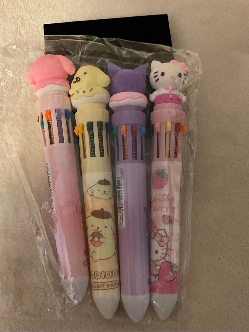 Hello Kitty Multicolor Gel Pen Set - Pink Purple Cream